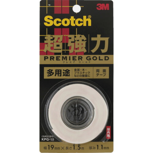 3M スコッチ 超強力両面テープ プレミアゴールド 多用途 19mm×1.5m KPG-19 スリーエム