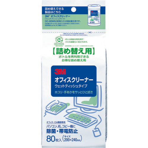3M オフィスクリーナー(ウェットティッシュタイプ) 詰替用 80枚入り OC-80WRN スリーエム