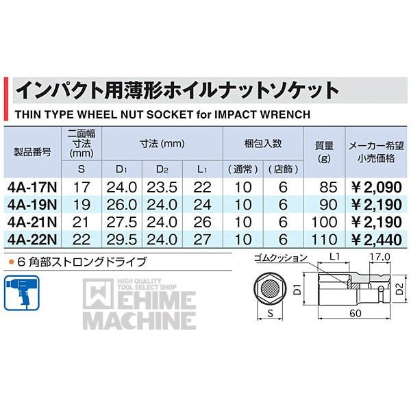 トネのインパクト用薄形ホイルナットソケットの画像4