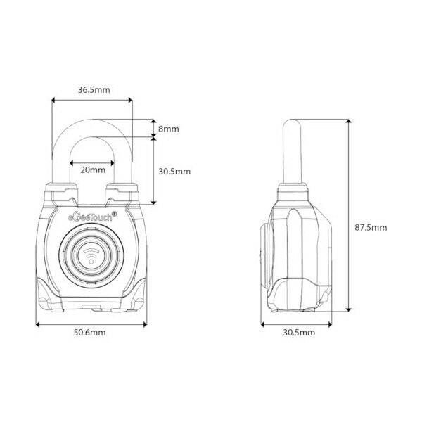 ジェーエスビ eGeeTouch防水スマートパドロック (ショートシャックル) 5-02201-94 南京錠 スマホ 簡単解錠