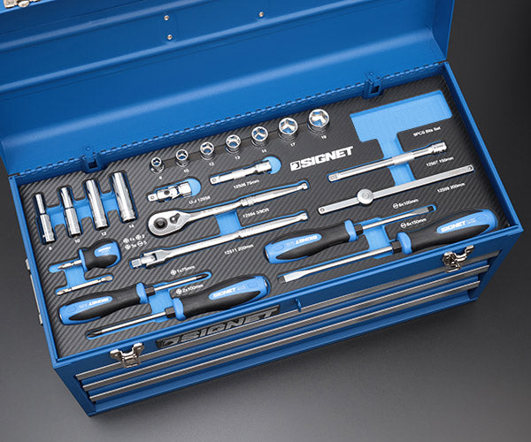 SIGNET 工具セット 800S-5121MBL 3/8DR 9.5sq マットブルー 青 シグネット 工具 ハンドツール 工具箱 ツールケース
