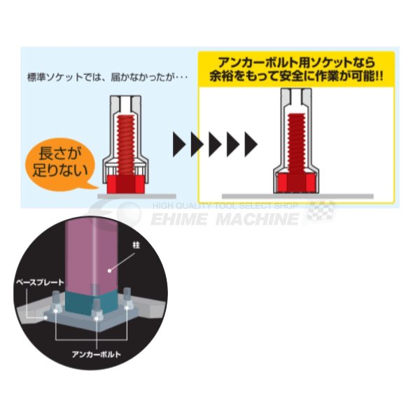 TONE インパクト用超ロングソケット 46mm 8ad-46l200【エヒメマシン】