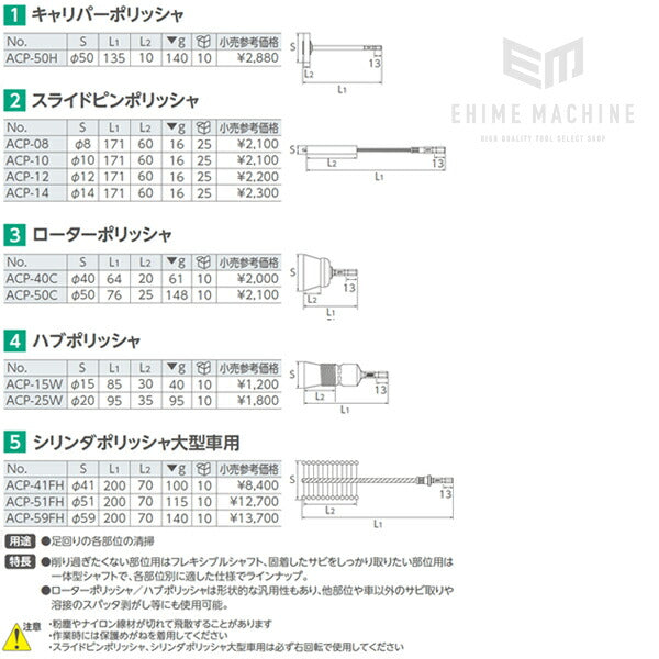 KTC シリンダポリッシャ大型車用 ブラシ径59mm acp-59fh【エヒメマシン】