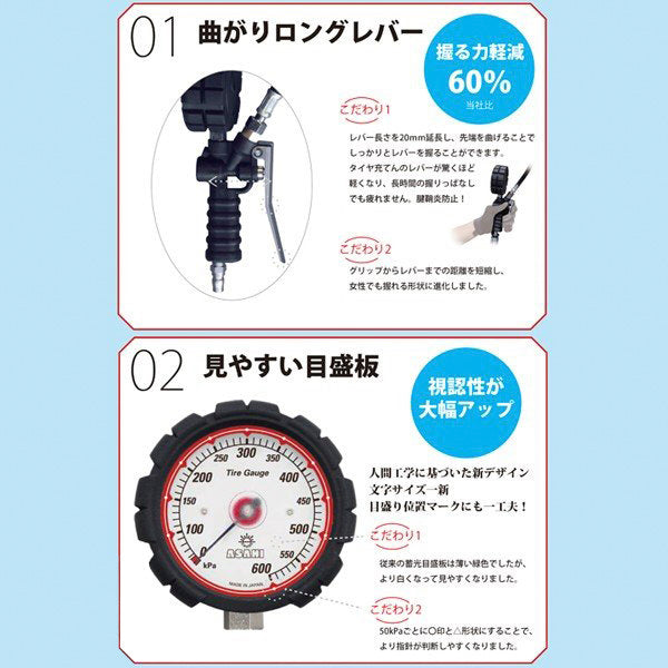 アサヒ ゲージボタルEX600 小口径ストレートチャックセット 乗用車