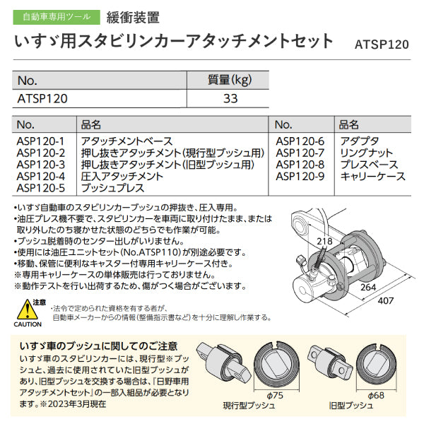 [メーカー直送業者便] KTC イスズ用スタビリンカー アタッチメントセット ATSP120 いすゞ 自動車 車 整備