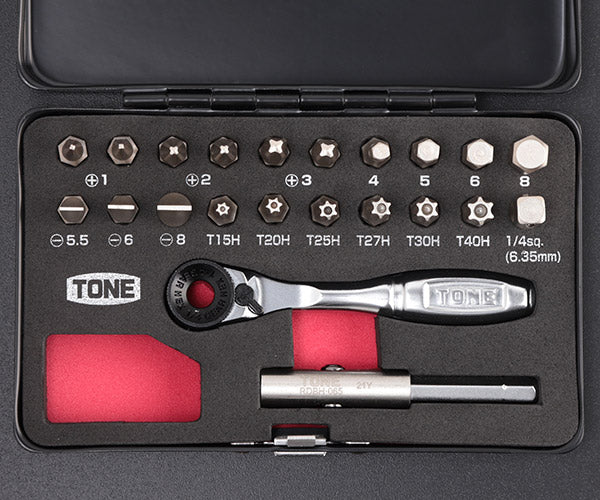 TONE (トネ)  BRS20MBK ビットラチェットセット メタルケース・ブラック 工具 セット