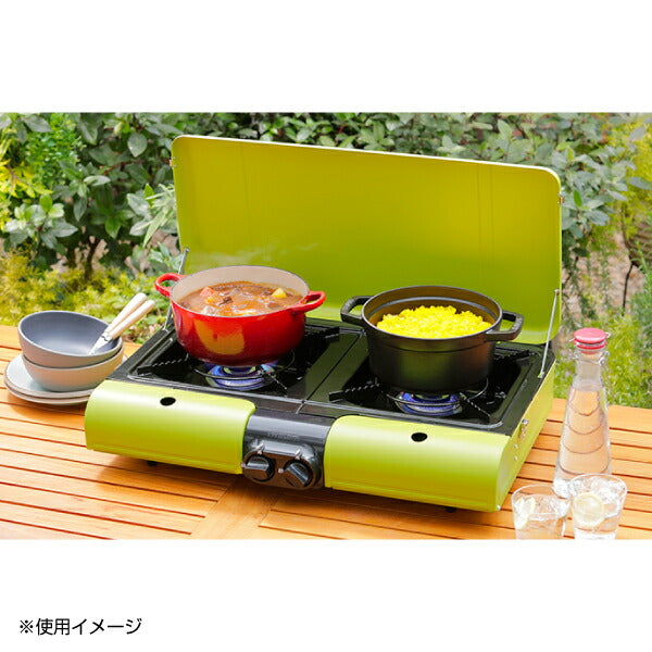 岩谷（イワタニ） カセットガステーブルトップ BBQこんろ フラットツイン・S CB-TBG-2 Iwatani フレッシュグリーン グリルスター ガスコンロ カセットコンロ アウトドア