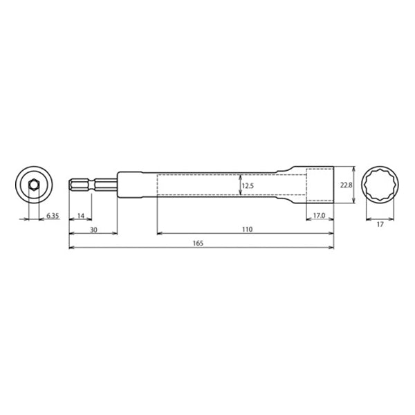 ロブテックス 電ドルソケット“ストロック” ロングソケット 12角 対辺17mm DS17L エビ LOBSTER ロブスター エビ印工具 LOBTEX