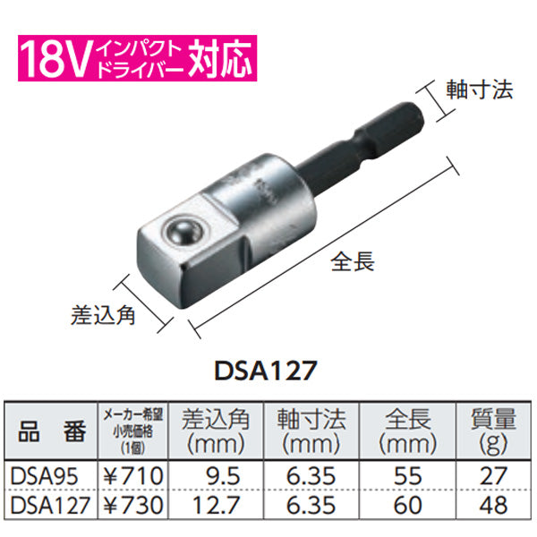 ロブテックス 電ドルソケット ストロック ソケットアダプター 差込角