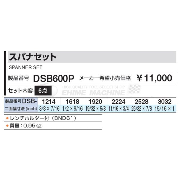 TONE スパナセット dsb600p【工具のことならエヒメマシン】