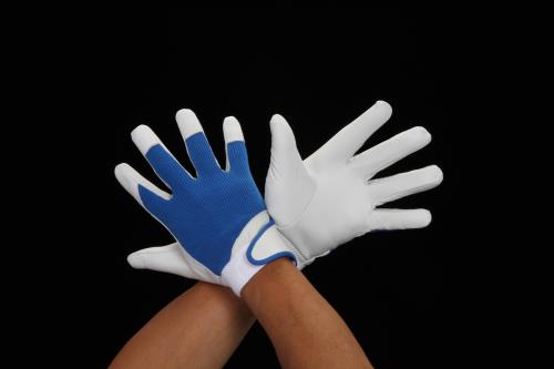 エスコ [LL] 手袋(牛革/白/青) EA353CC-68 ESCO