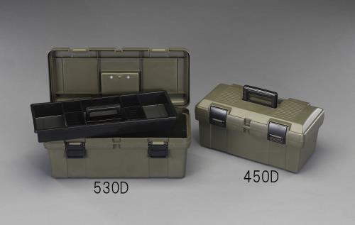 エスコ 530x253x220mm 工具箱(中皿付/OD色) EA505K-530D ESCO