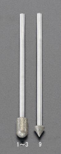 エスコ 4.0mm/R2.0/60mm ダイヤモンドバー(3mm軸) EA819DN-3 ESCO