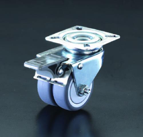 エスコ 50mm キャスター(自在･ツインホイール･後輪ブレーキ) EA986GN-1 ESCO