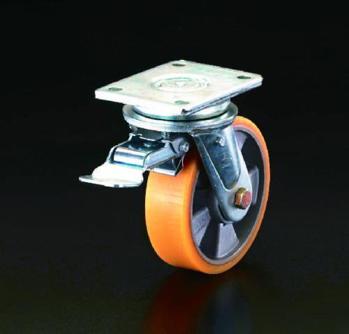 エスコ 200mm キャスター(自在金具･前輪ブレーキ付) EA986KK-200 ESCO