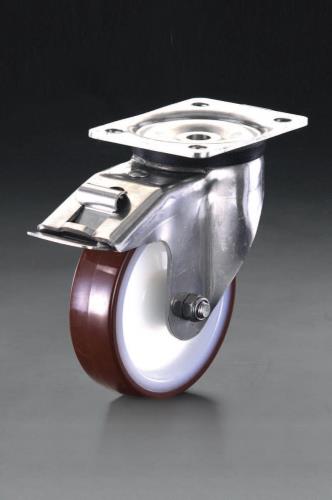 エスコ 150mm キャスター(自在･後ブレーキ付･ステンレス製) EA986LH-2 ESCO