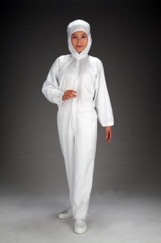 エスコ [M] クリーンルーム用フード付継ギ服(白/センターファスナー) EA996DE-1 ESCO