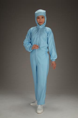 エスコ [LL] クリーンルーム用フード付継ギ服(青/センターファスナー) EA996DE-13 ESCO