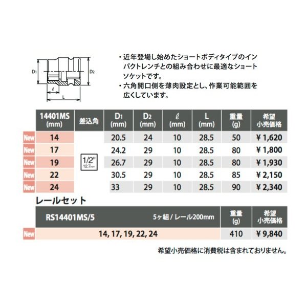 コーケン 12.7sq. ショートインパクトソケット 14401MS-14 Ko-ken 工具