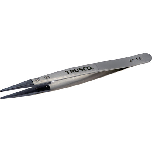 TRUSCO ESDチップピンセット 先平型 先端幅1.5mm EP-1.5