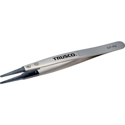 TRUSCO ESDチップピンセット 先丸型 先端幅2mm EP-R2