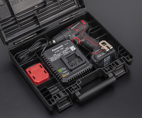 パナソニック 充電 ドリルドライバー チャックタイプ 赤 10.8V 2Ah 電池パック 2個セット EZ1D31F10D-R 電動 工具