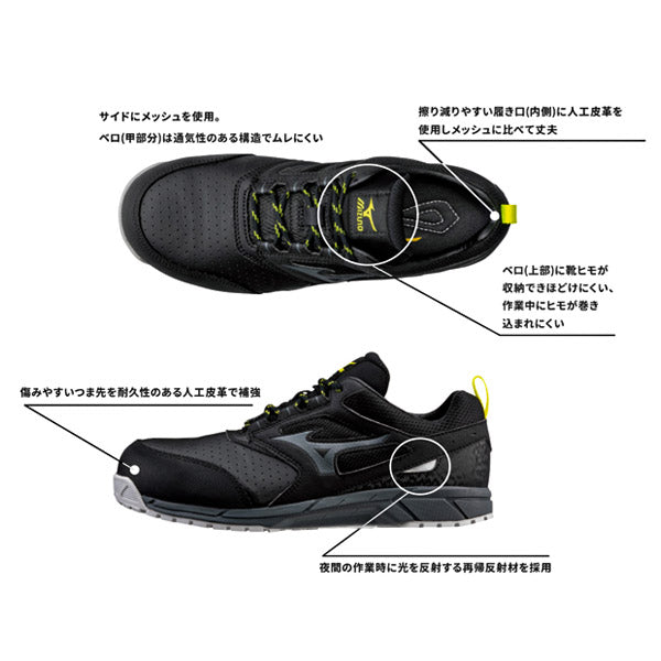 ミズノ 安全靴 F1GA200209 ブラック×ダークグレー オールマイティ AS