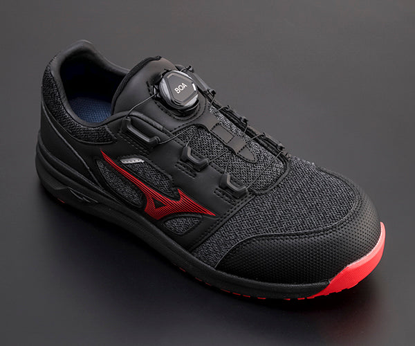 Mizuno 安全靴 BOAクロージャー ブラック/レッド オールマイティ 安全靴 mizuno ローカット ミズノ オール
