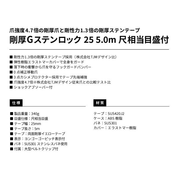 タジマ 剛厚Gステンロック25 5.0m 尺相当目盛付 GAGSL2550S