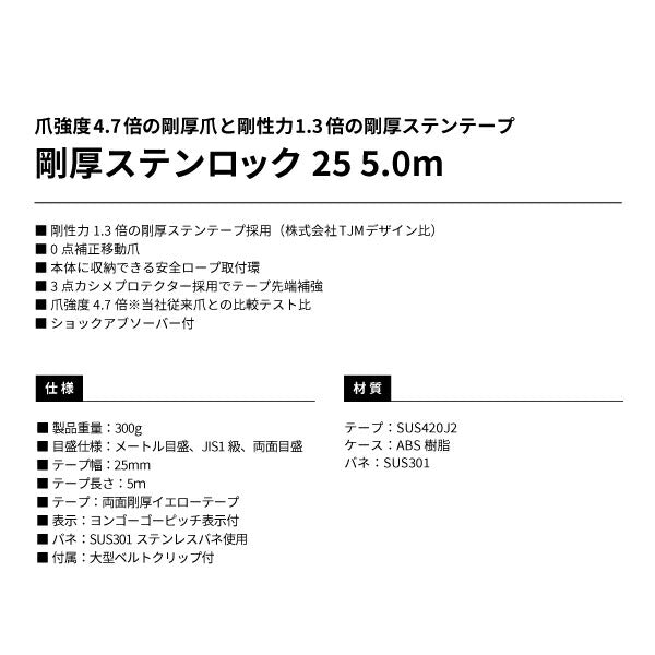 タジマ 剛厚ステンロック25 5.0m メートル目盛 GASL2550