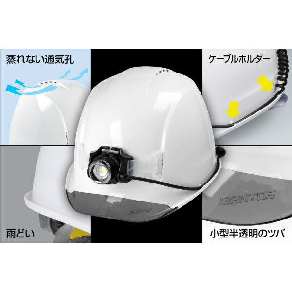 GENTOS GRIT ヘッドライト一体化可能ヘルメット テープ内装タイプ 白 GH01VYT-WH ジェントス