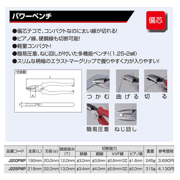 ロブテックス J200PWP パワーペンチ (J-CRAFTシリーズ) エビ LOBSTER ロブスター エビ印工具 LOBTEX