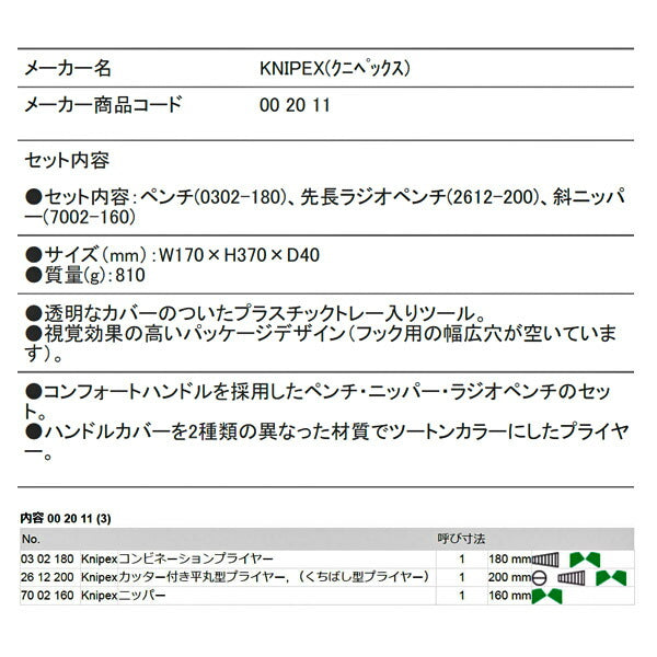 KNIPEX 002011 アッセンブリーパック クニペックス 工具
