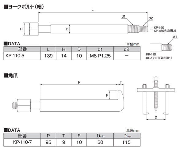 江東産業】小型ベアリングレースプーラー KOTO KP-110 - メンテナンス