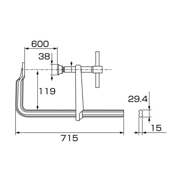 ロブテックス BH6012A 万力 バーハンドル強力型 600mm×120mm エビ