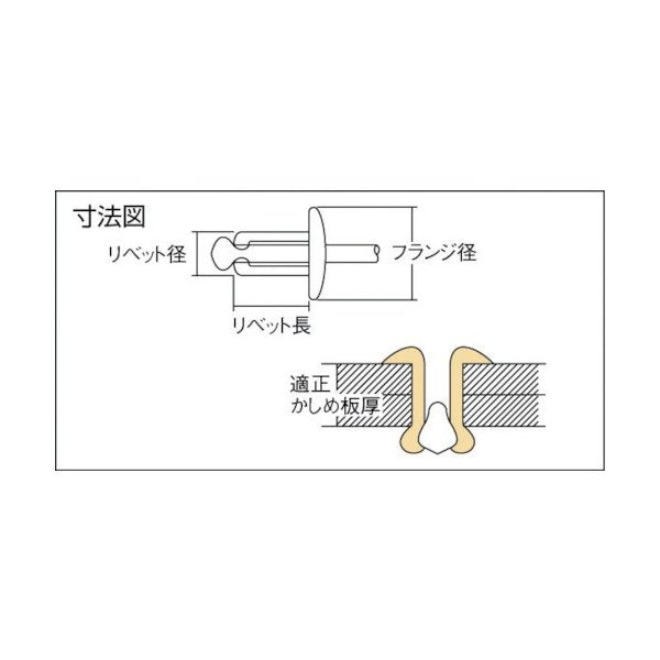 ロブテックス NTA33 ブラインドリベット アルミニウム／ステンレス 3-3