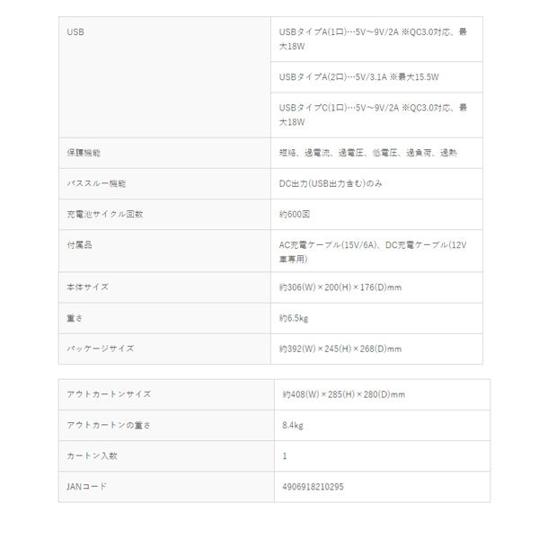 大自工業 大容量ポータブル電源140000ｍAh MP-3