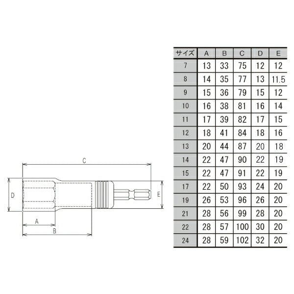 タジマ SDソケット 10mm 6角 TSK-SD10-6K