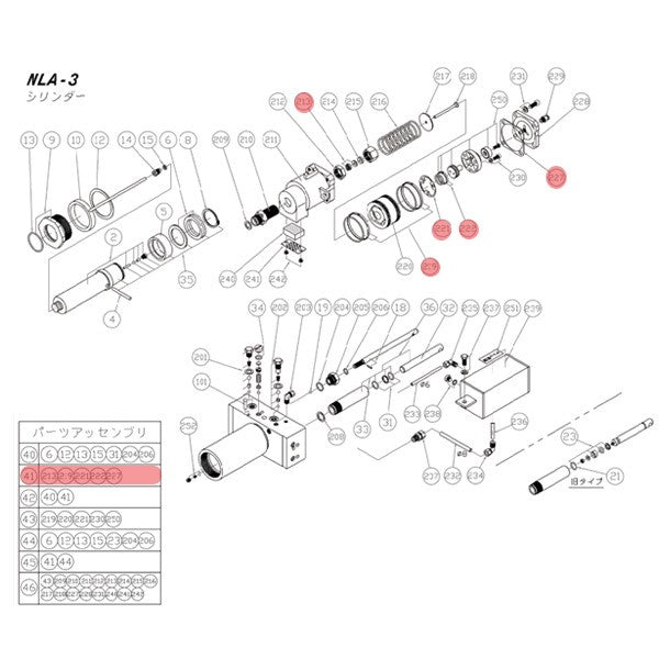 [メーカー直送品] 長崎ジャッキ NLA-3-250 NLA-3用 【エアー駆動部パッキンセット】 NO.031600-041