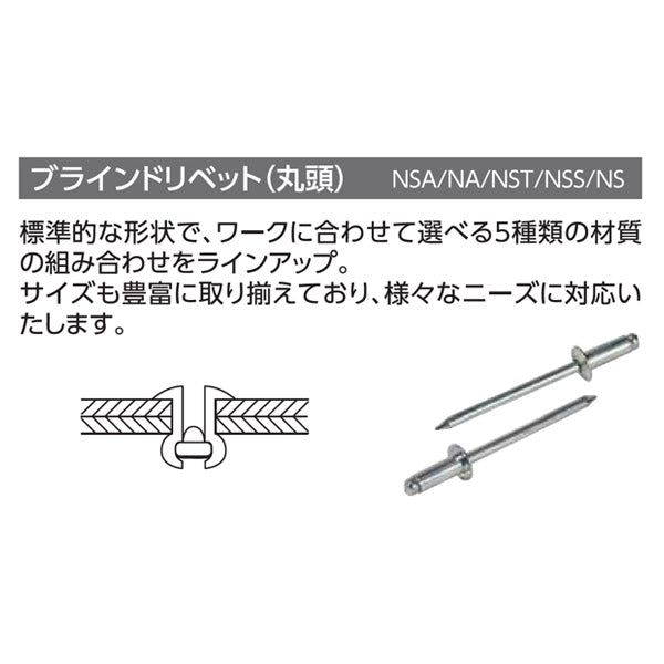 ロブテックス ブラインドリベット(アルミニウム/スティール製) エコパック 3-2(80本入) NSA32MP エビ LOBSTER ロブスター エビ印工具 LOBTEX