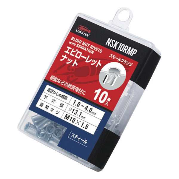 ロブテックス ローレットナット (薄頭・スチール製) エコパック板厚4.0 M10X1.5(10個入) NSK10RMP エビ LOBSTER ロブスター エビ印工具 LOBTEX