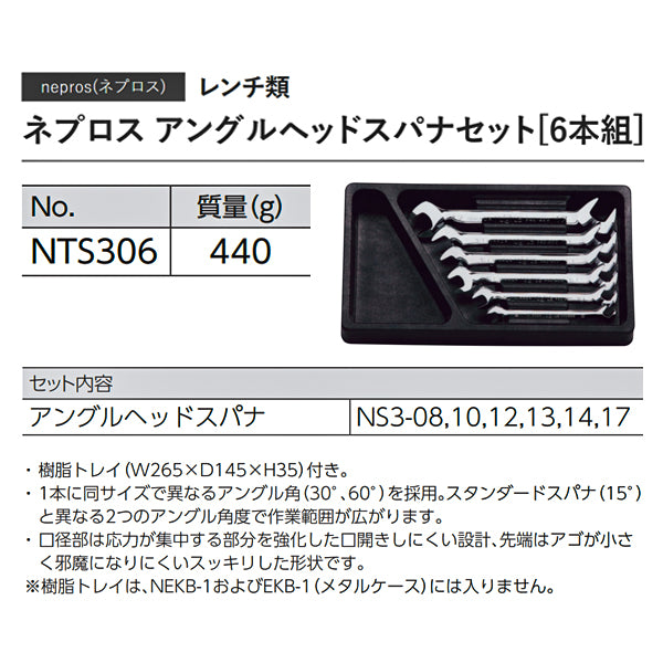 NEPROS NTS306 アングルヘッドスパナセット6本組 ネプロス