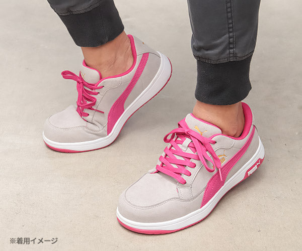 【PBドライバー 特典付き】プーマ ヘリテイジ エアツイスト 2.0 ロー グレー＆ピンク No.64.221.0 Heritage AIRTWIST  2.0 LOW PUMA 安全靴 おしゃれ かっこいい 作業靴 スニーカー