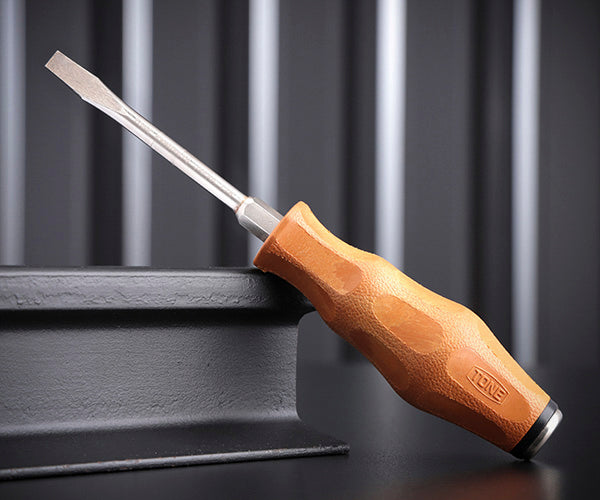 TONE 木柄ドライバー スベランドライバー(貫通) 軸長75mm 全長167mm (PWMD-075)(4953488409628) トネ