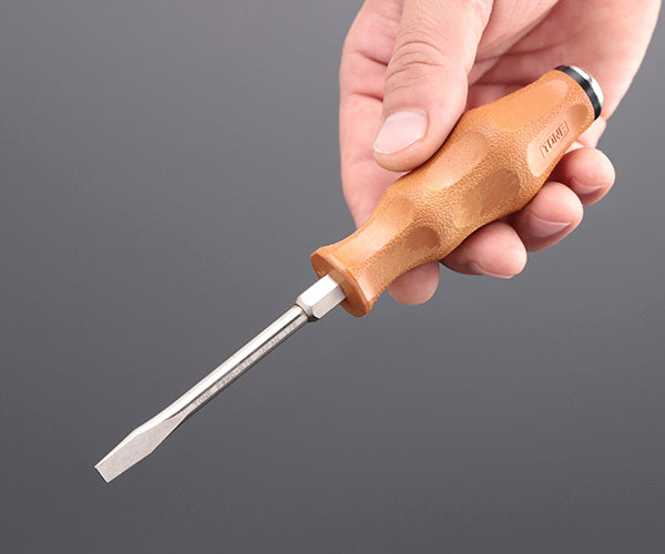 TONE 木柄ドライバー スベランドライバー(貫通) 軸長75mm 全長167mm (PWMD-075)(4953488409628) トネ