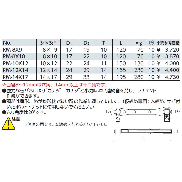 京都機械工具のラチェットめがねレンチの画像2