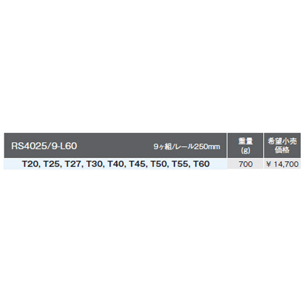 コーケン RS4025/9-L60 12.7sq. ハンドソケット トルクスビットソケット レールセット Ko-ken 工具