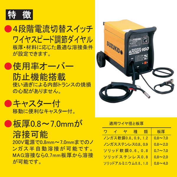 [メーカー直送品] SUZUKID SAY-160 半自動溶接機アーキュリー160 スター電器