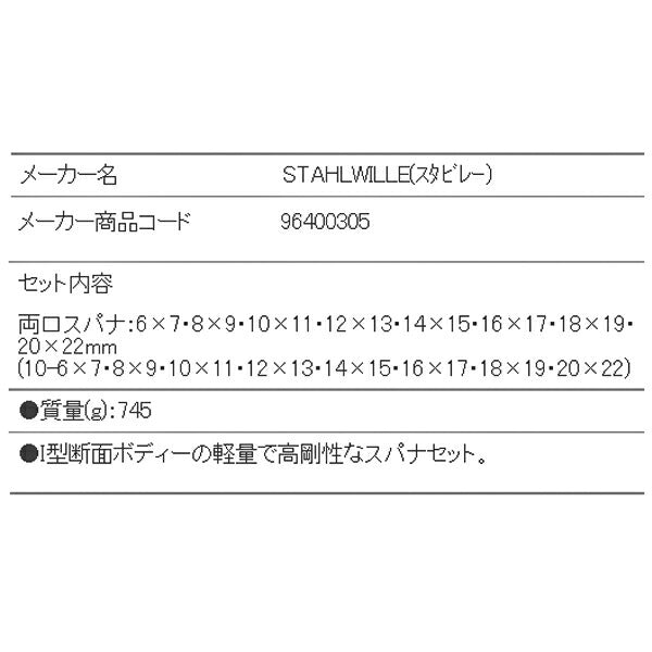 日本正規品 スタビレー 両口スパナセット  (10/8)(4018754080458) STAHLWILLE