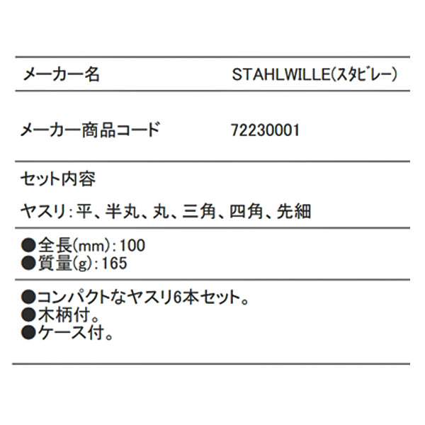 STAHLWILLE 12800 ６本組ヤスリセット (72230001) スタビレー